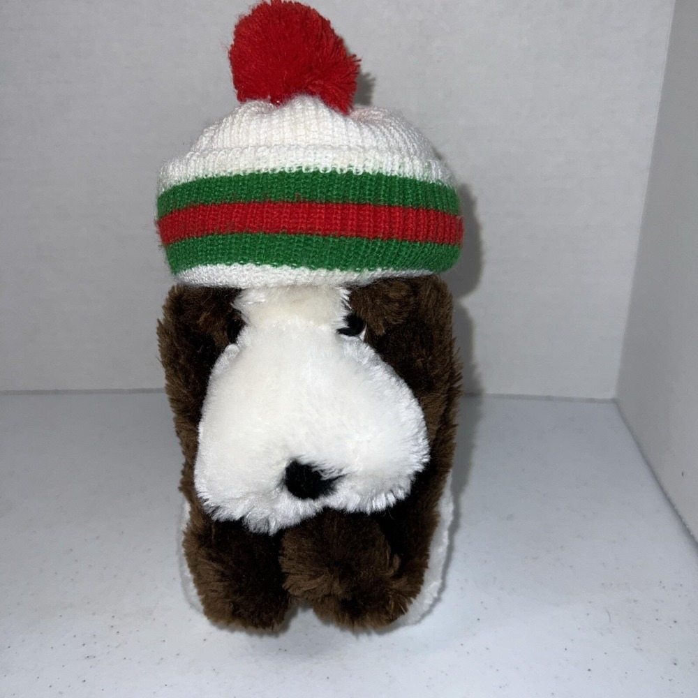 Vintage Hound Dog Plush Commonwealth Sad Eye Puppy With Beanie 1984 8"